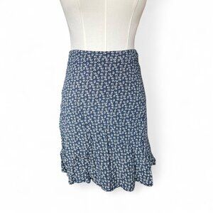 Brandy Melville white and navy floral wrap skirt